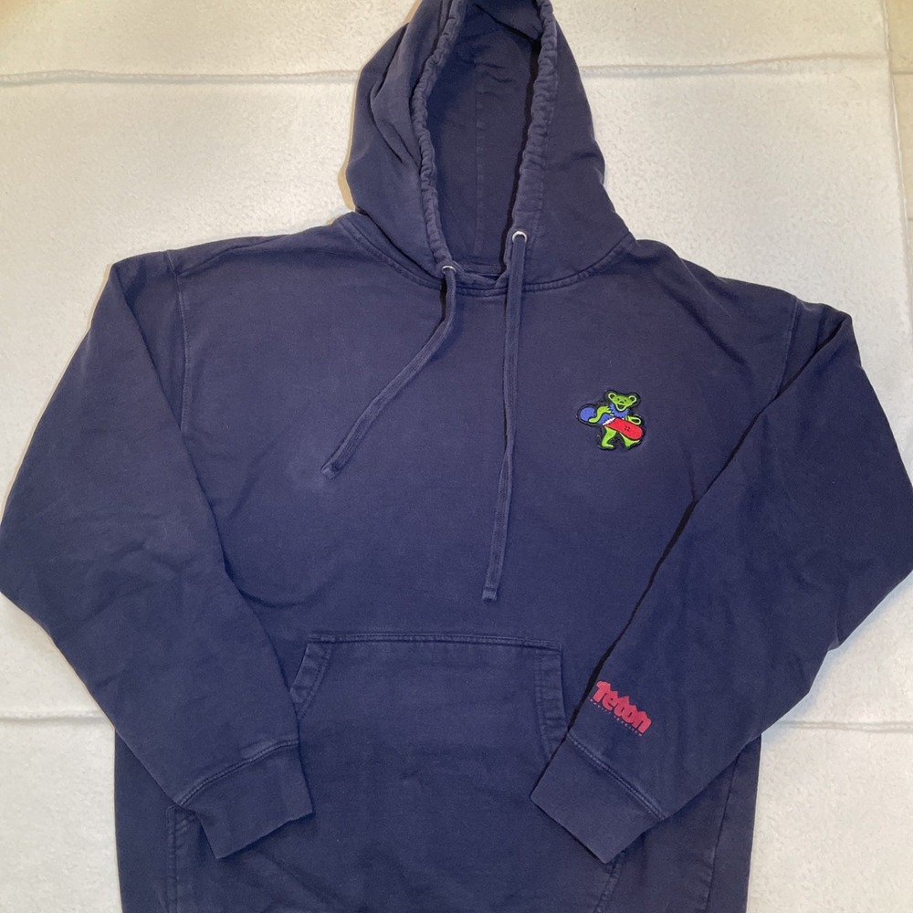 Teton Gravity Research Hoodie Mens Size L Grateful Dead Blue Pullover Snowboard